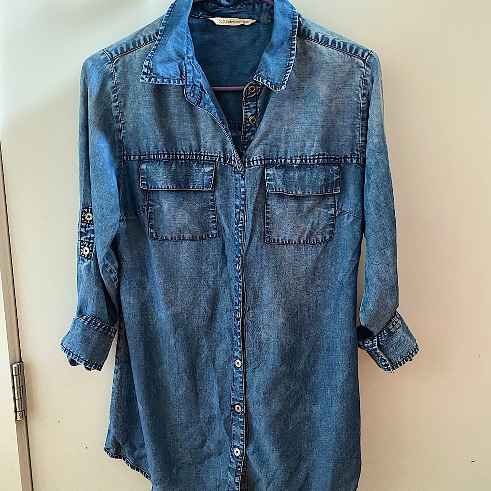 Soft Surroundings Blue Button Down